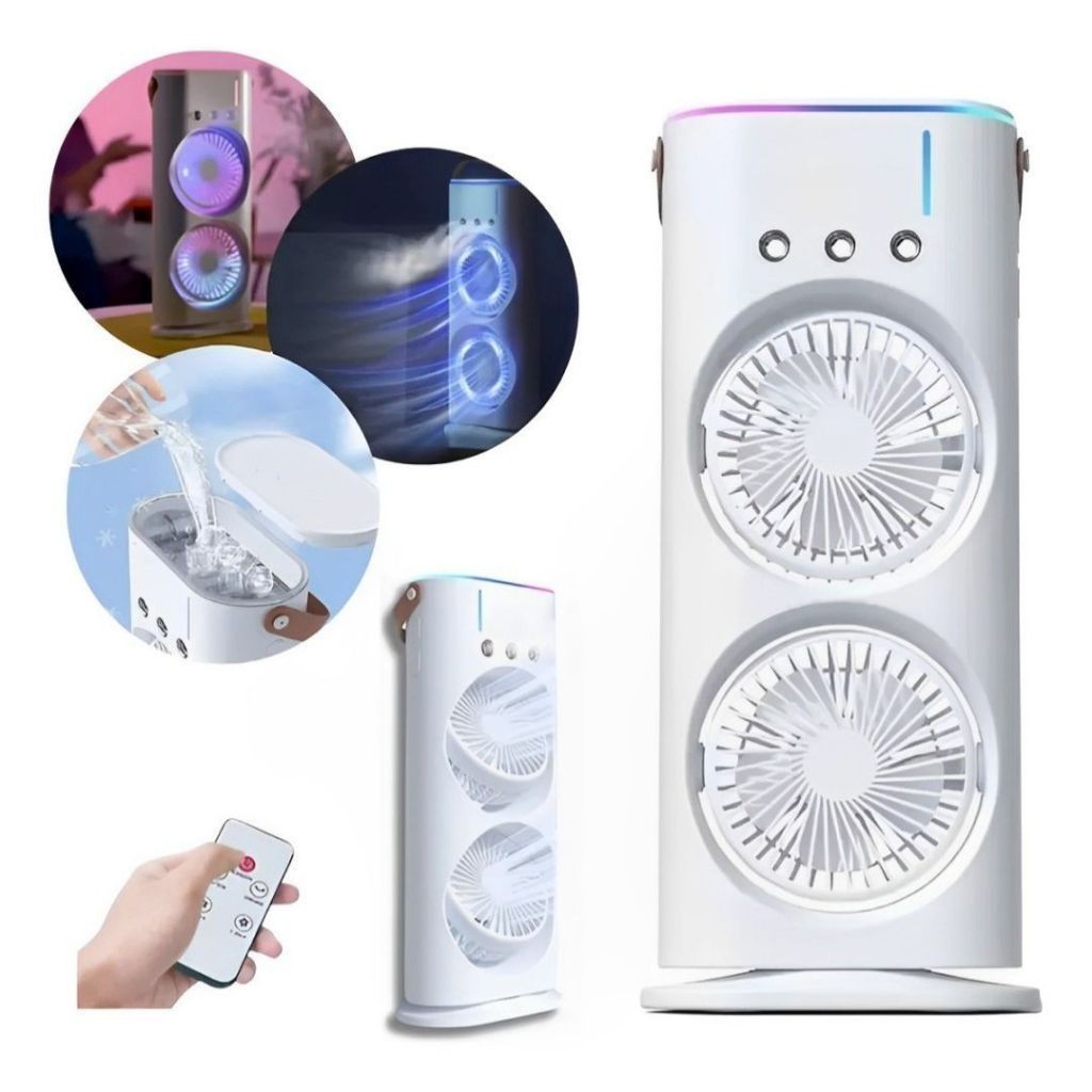 Ventilador Umidificador Duplo Torre 3 Velocidades 