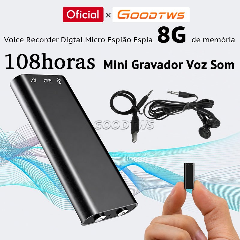 Mini Gravador Voz Som Digital Micro Espião Espia 