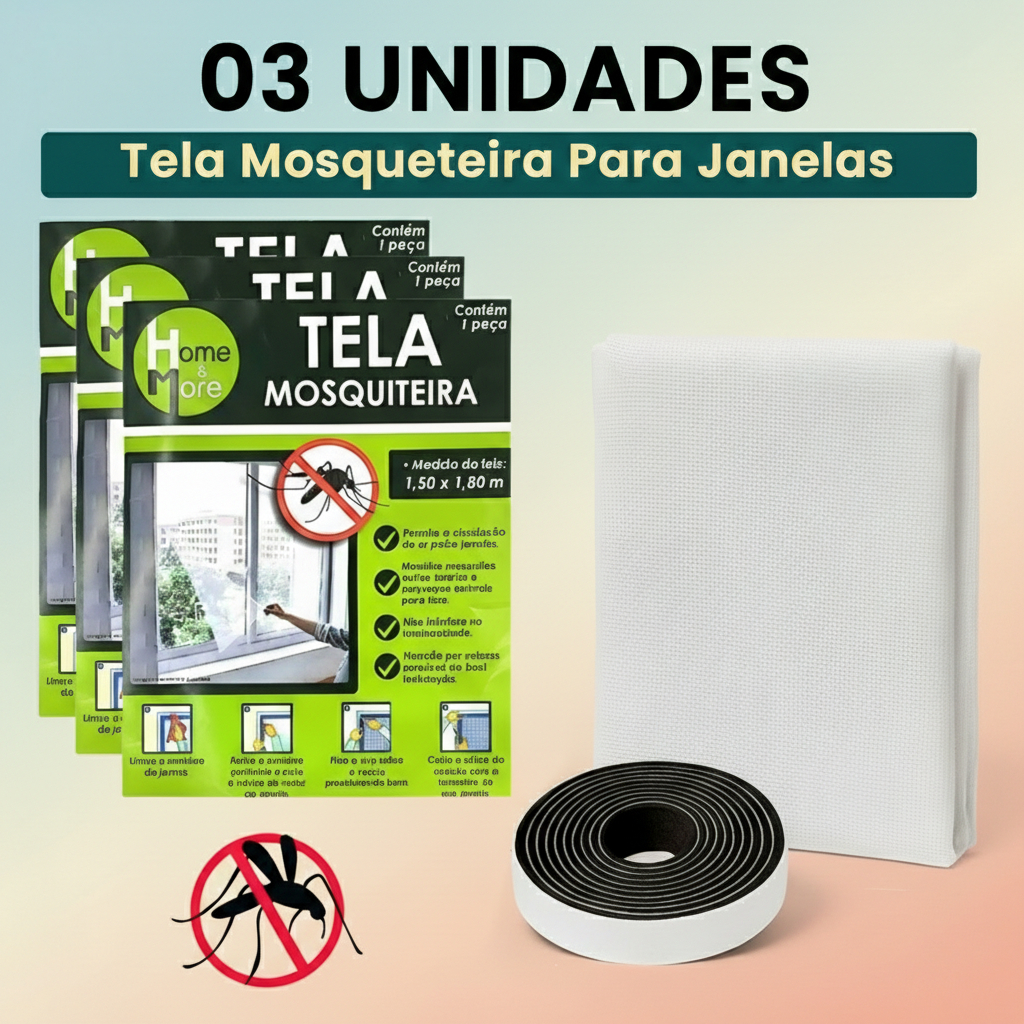 Tela Mosquiteiro Janela 150x180cm Velcro Adesivo A