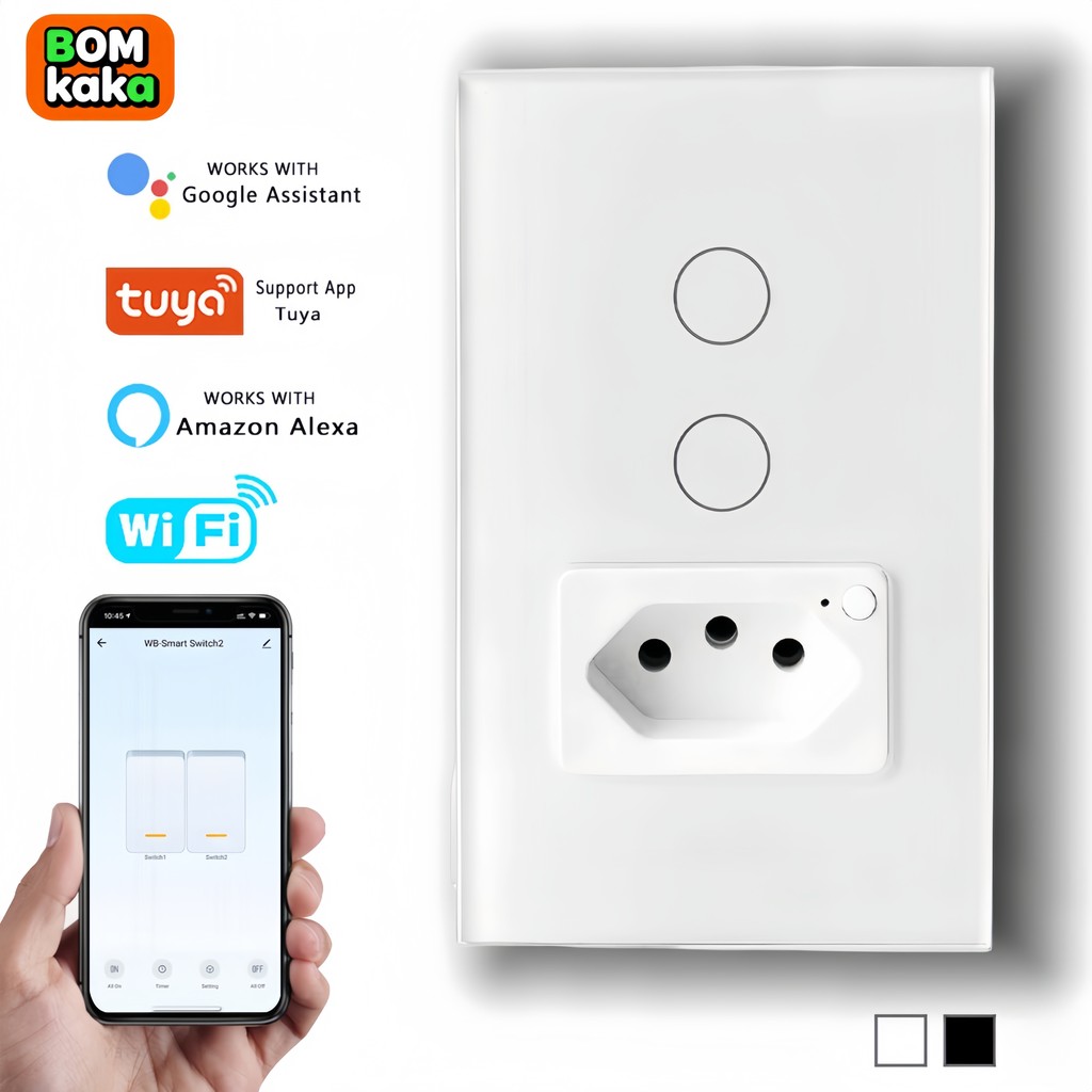 Interruptor Inteligente WiFi com Tomada e Painel d