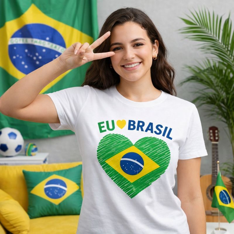 Camiseta Brasil 100% Algodão Blusa Copa Do Mundo 