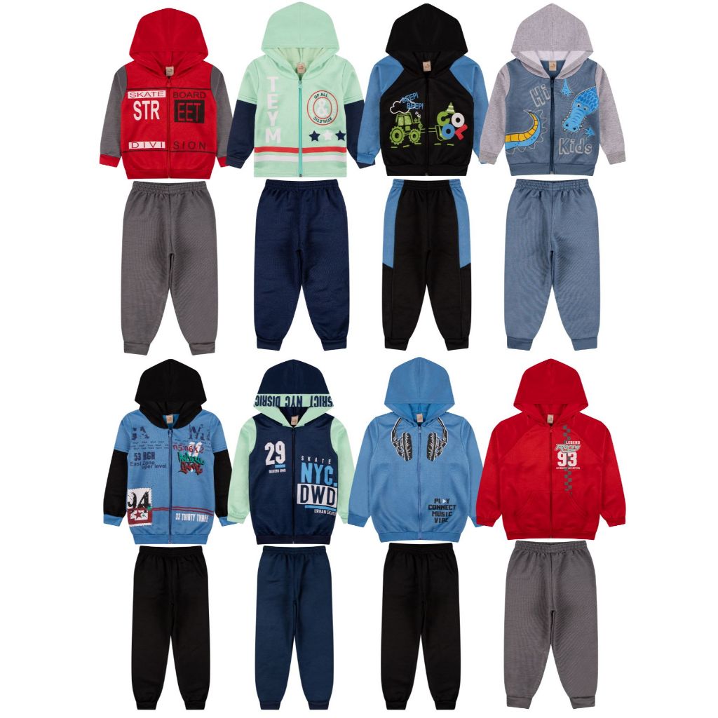 Kit 6 Peças Infantil Moletom Menino Juvenil Inver