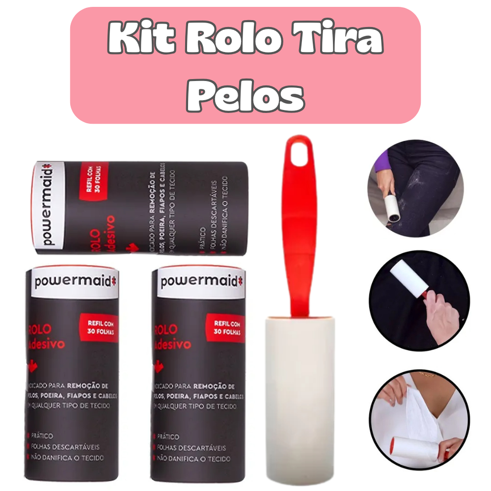 Kit Rolo Tira Pelos + Refil Powermaid Original | R