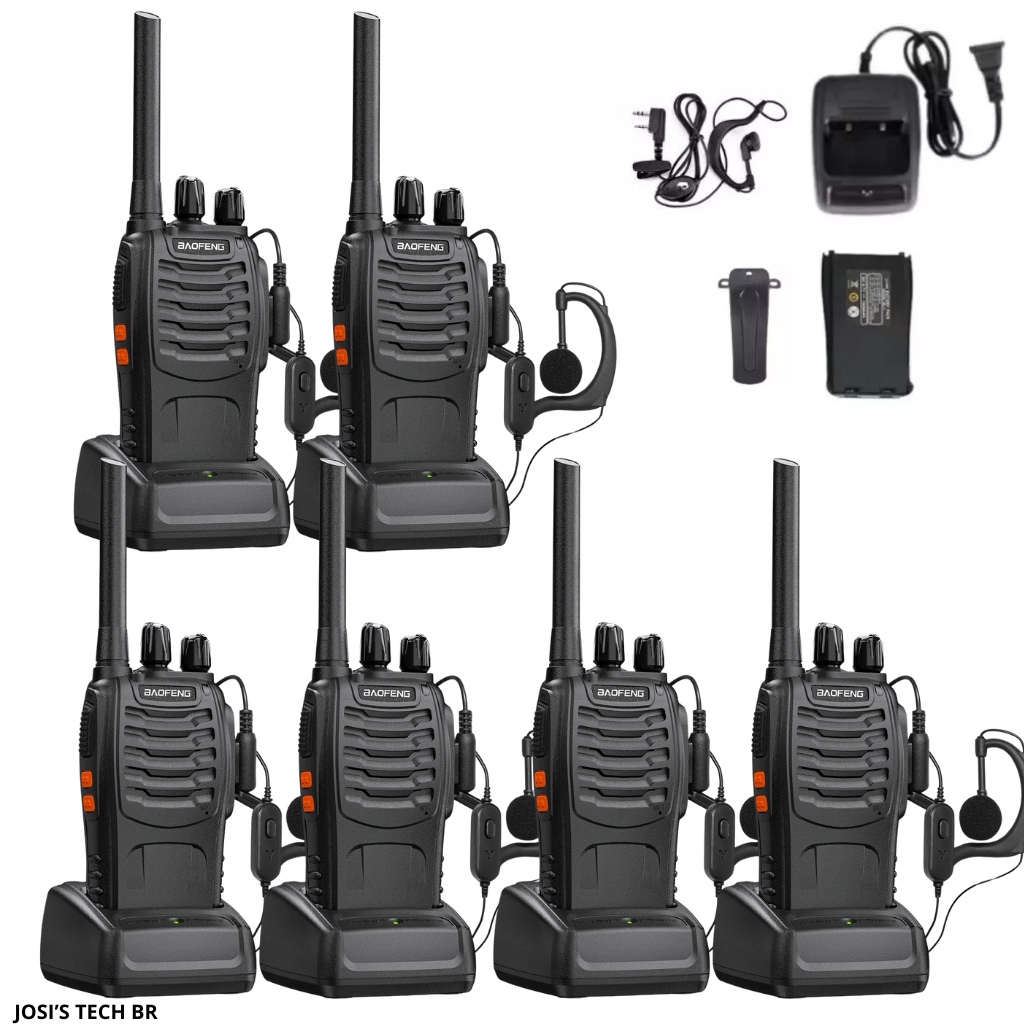 KIT 6 rádios comunicador Baofeng Alcance 12 Km 16