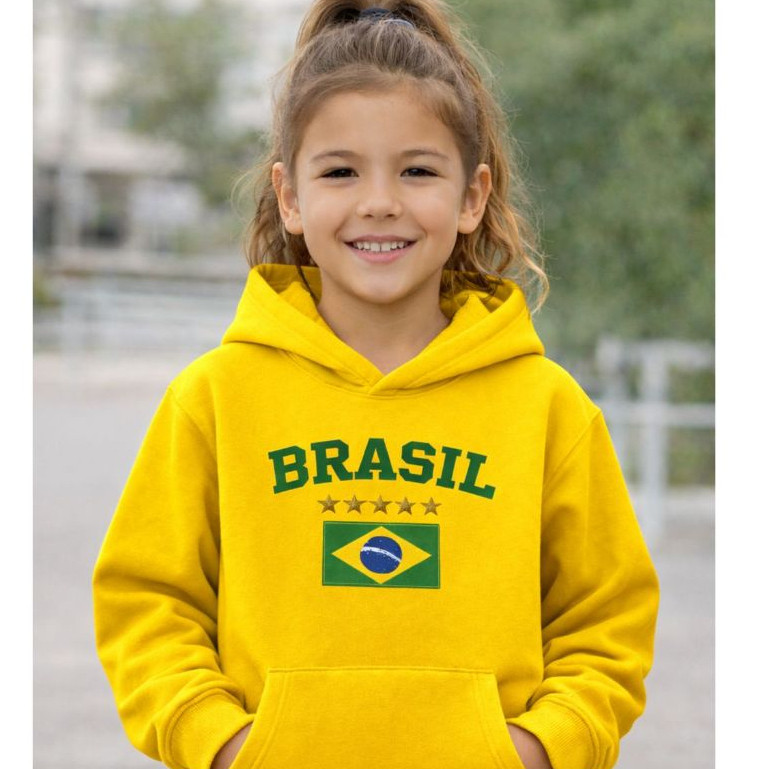 Moletom Infantil Brasil Copa do Mundo 2026 Menino 