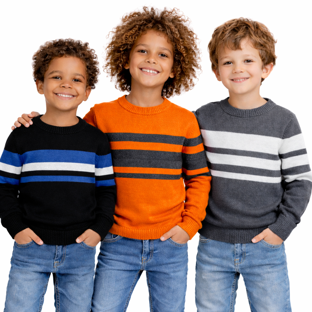 Kit 3 Blusa Infantil Tricot Sueter Listrado Tamanh