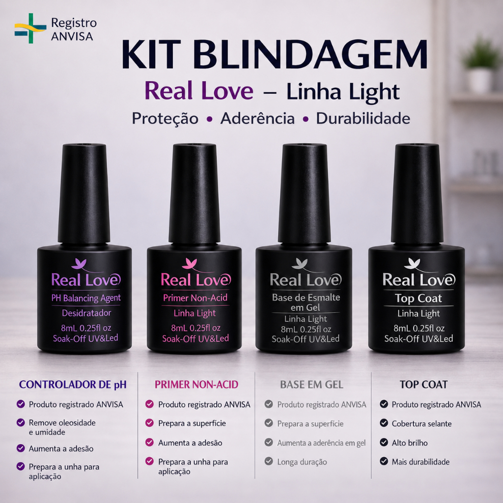 Kit Blindagem Preparadores Unha Em Gel Real Love 8