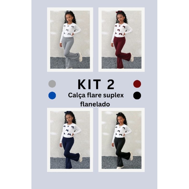 Kit 2 CALÇA FLARE Legging Infantil flanelada esti