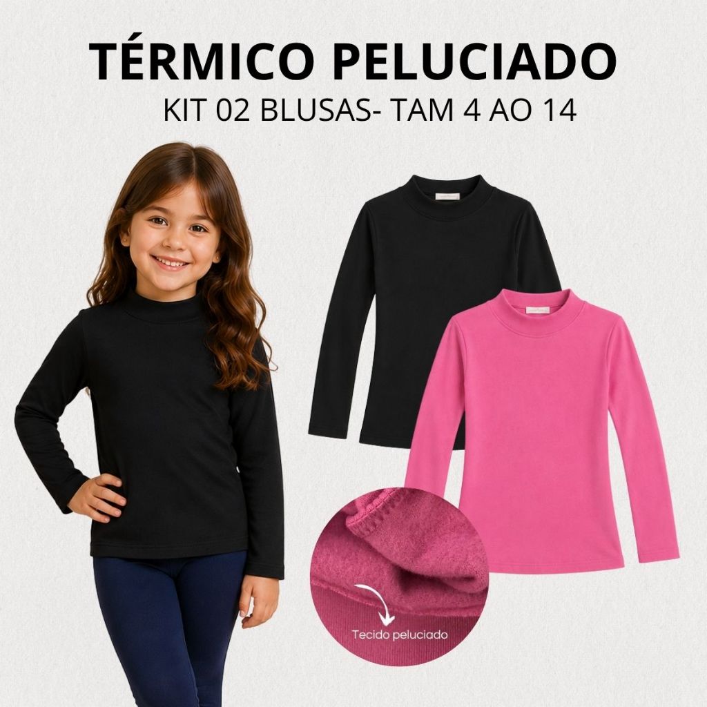 Kit 2 Peças Blusa Infantil Menina Peluciada Femin