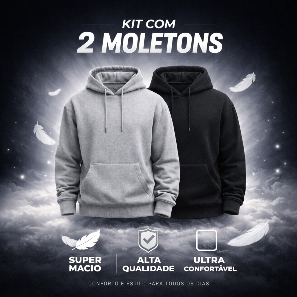 Kit 2 Moletom Unissex Canguru Flanelado Grosso  In