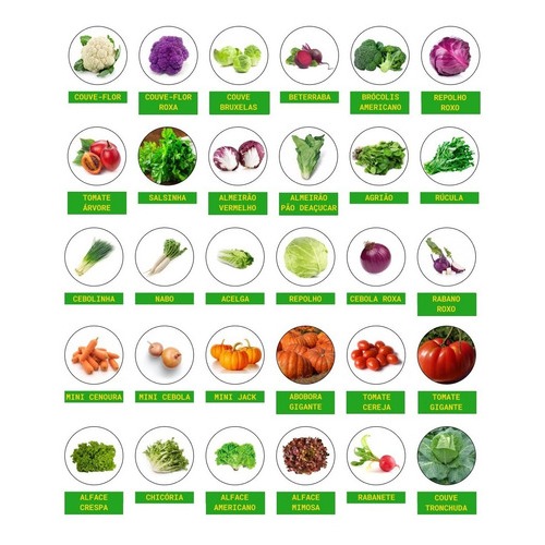 Kit 30 Variedades Sementes De Verduras E Legumes H