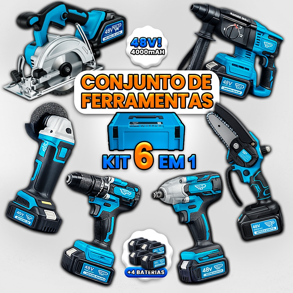 Kit 6 Ferramentas com Furadeira Parafusadeira Mart