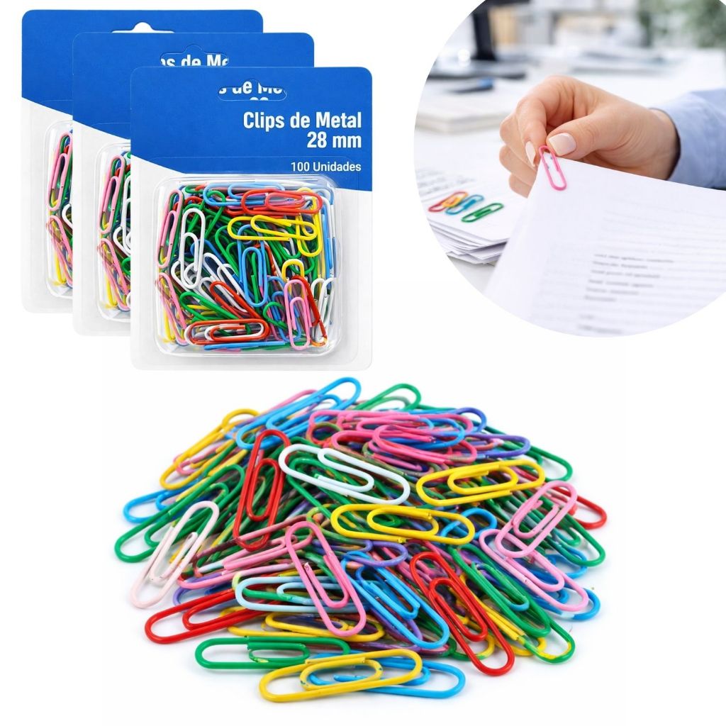 Kit 100 / 200 / 300 Unidades de Clips de Metal par