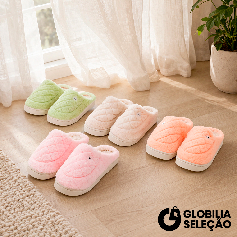 Pantufa Adulto De Casa Feminina Pelúcia Confortá