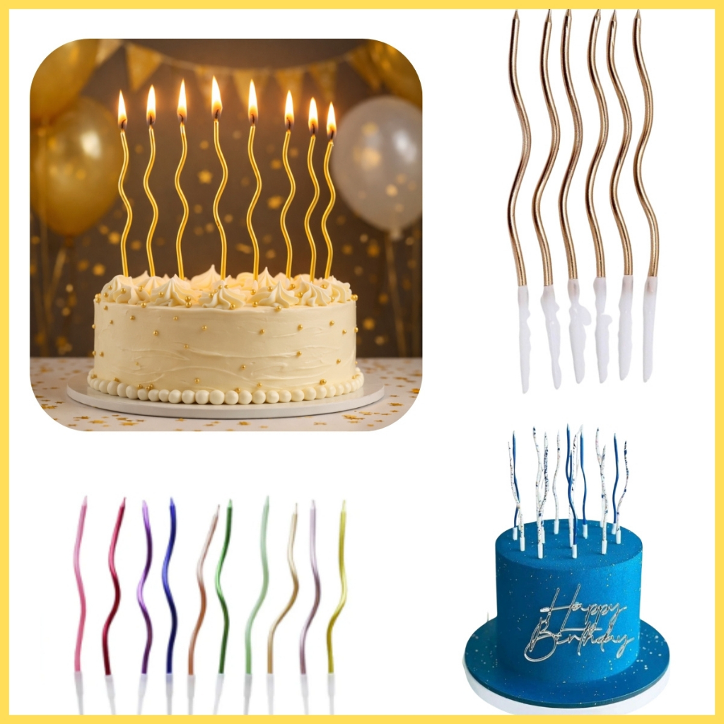 Kit 6 Velas Espiral Palito Metalizada Ondulada par