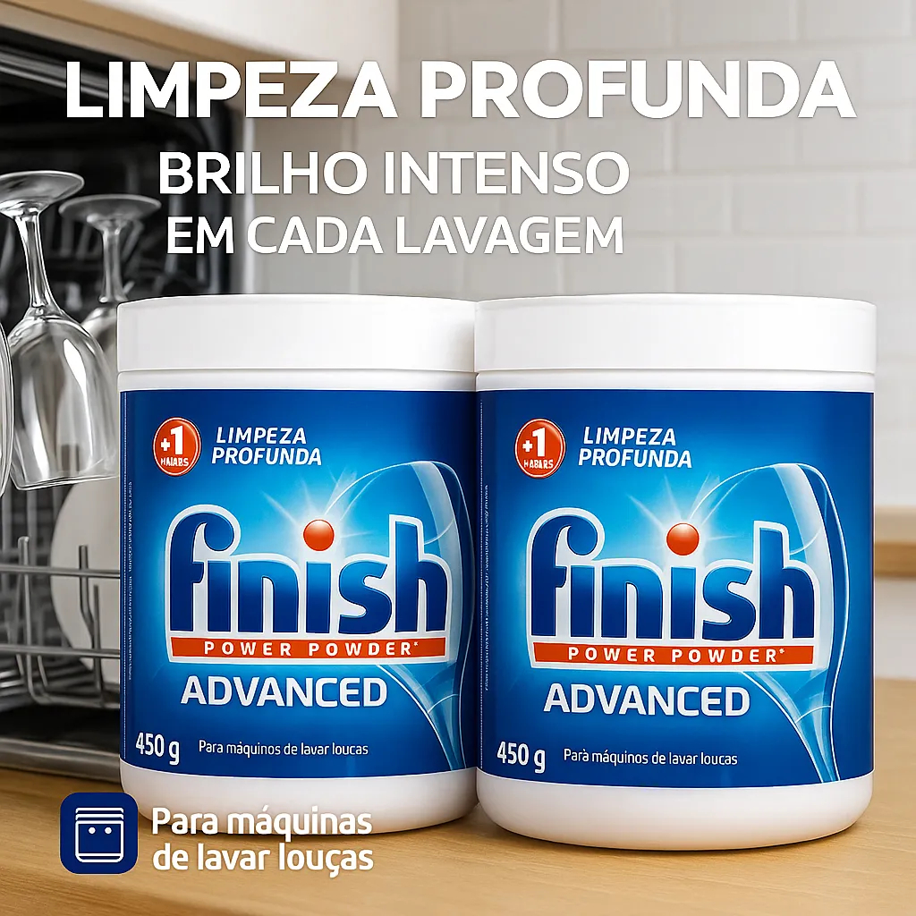 Kit 2 Detergente Em Pó Finish 450g Para Maquina L
