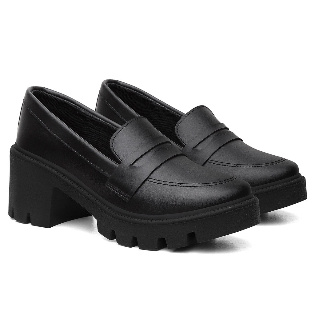 Sapato Oxford Feminino Mocassim Social Salto Médi