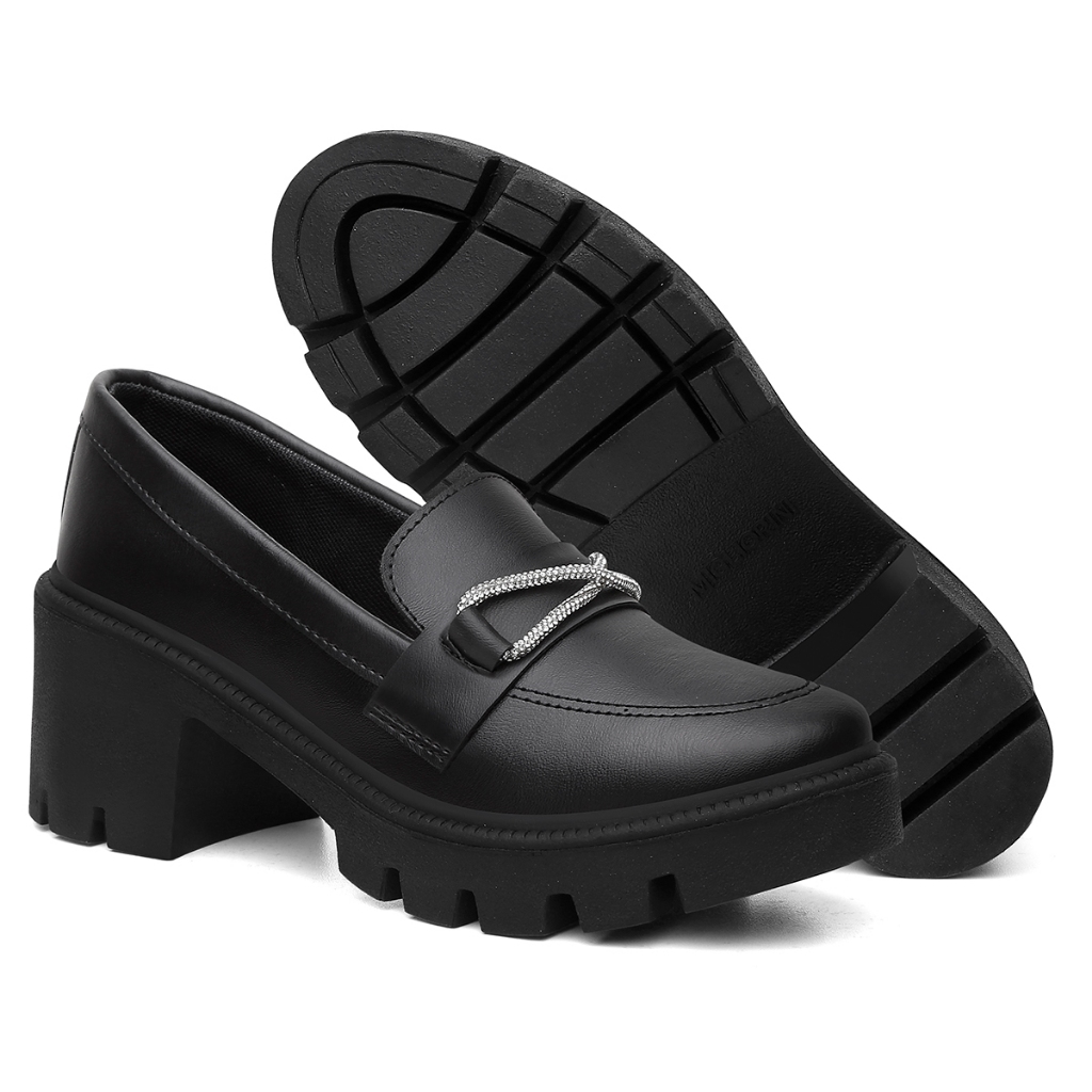 Mocassim Salto Tratorado Brilho Estilo Oxford Dive