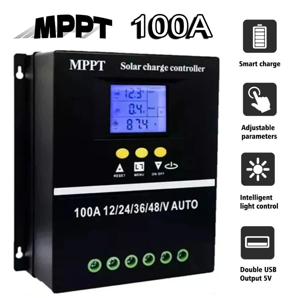 Controlador De Carga Solar Inteligente 100A MPPT, 