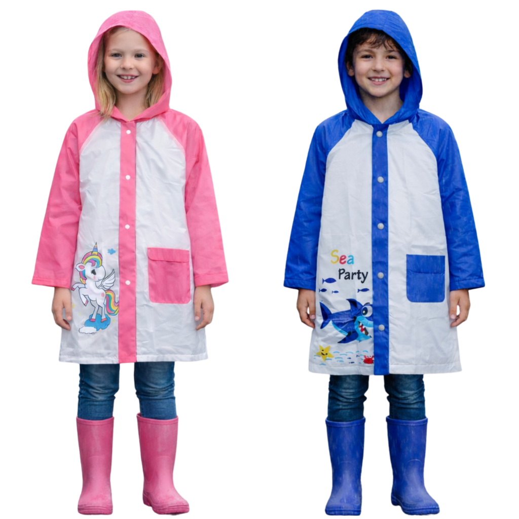 Capa de Chuva Infantil PVC Impermeável com Capuz 