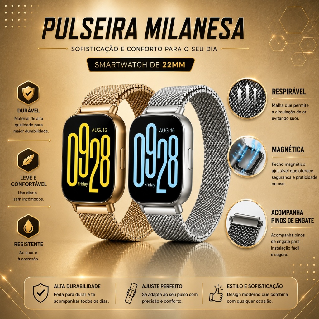 Pulseira de Metal para Redmi Watch 5 Lite e Watch