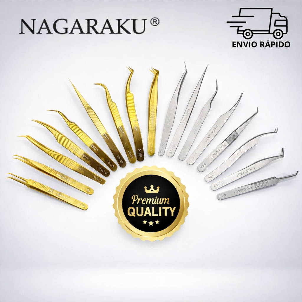 Pinça Nagaraku Aço Inox Extensão de Cílios Cur