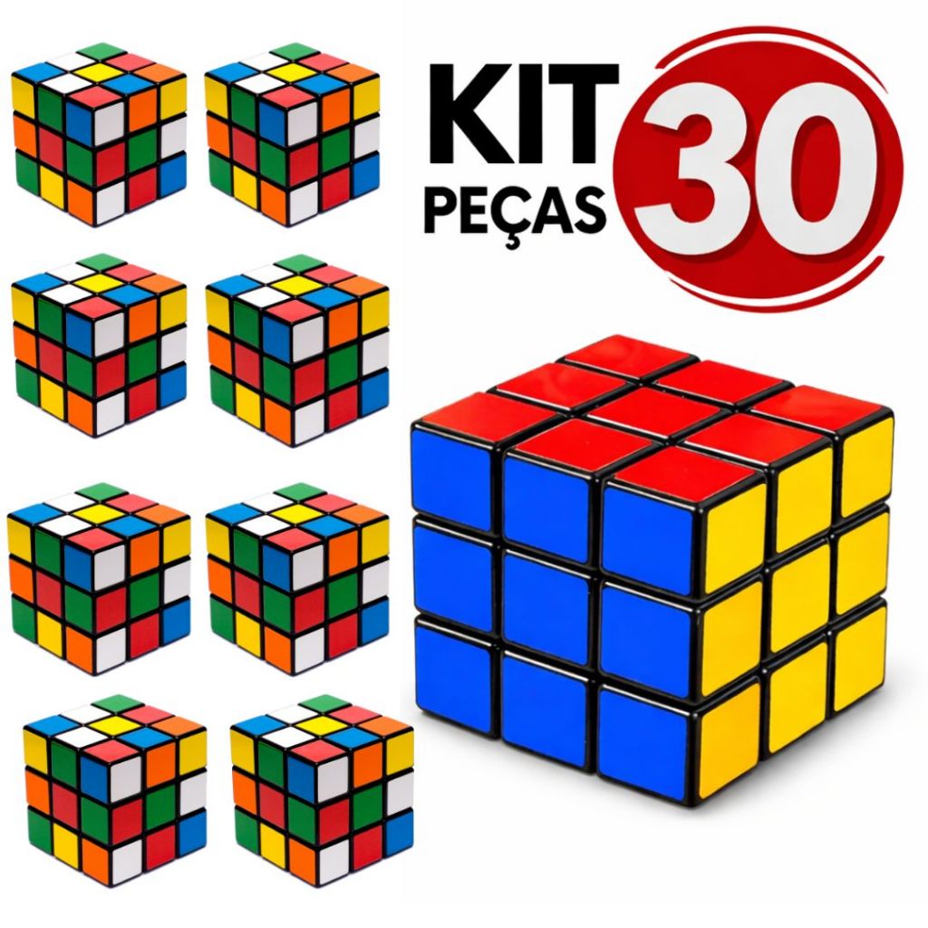 Kit 30 Cubo Mágico Clássico 5×5 cm Brinqued