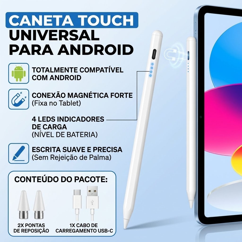 Caneta Stylus Touch Ponta Fina Escrever Adequada P