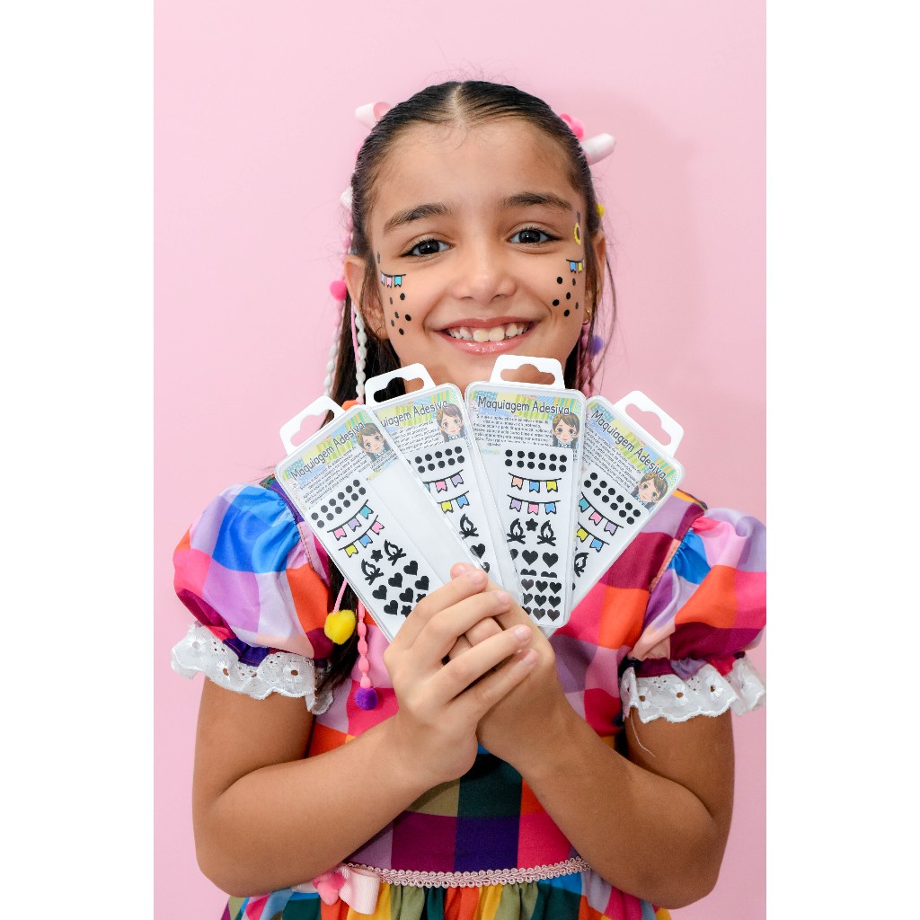Maquiagem junina adesiva, autocolante  kit 1 maqui