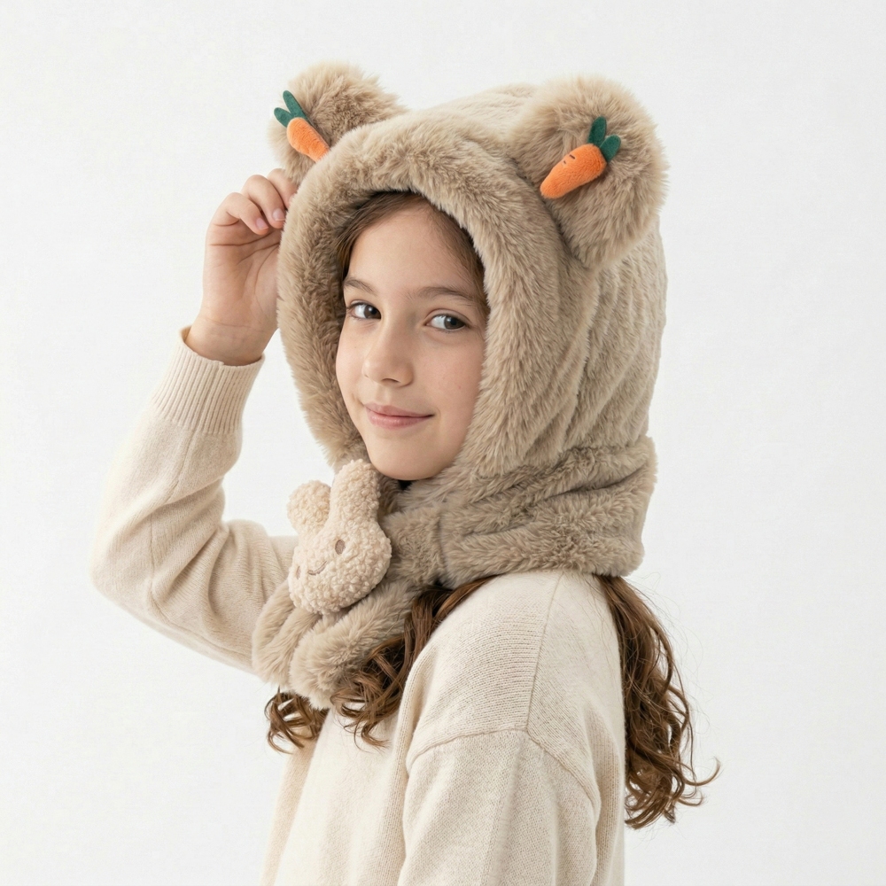 Gorro de lã Chapéu de Orelha Infantil de Coelho 
