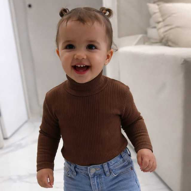 Blusa Gola Alta Manga Longa Infantil Menina 2 Ao 1