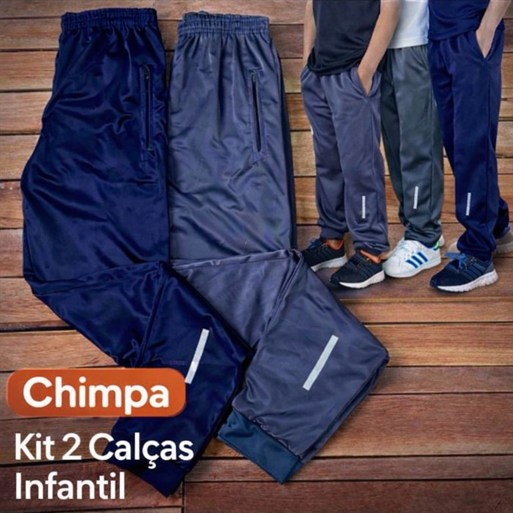 Kit 2 Calças Infantil Juvenil Preta e Azul Escola