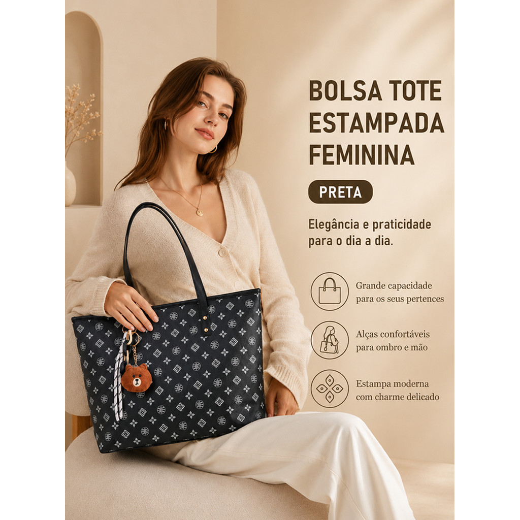 TOMI MITO Bolsa Feminina Casual de Ombro com Estam