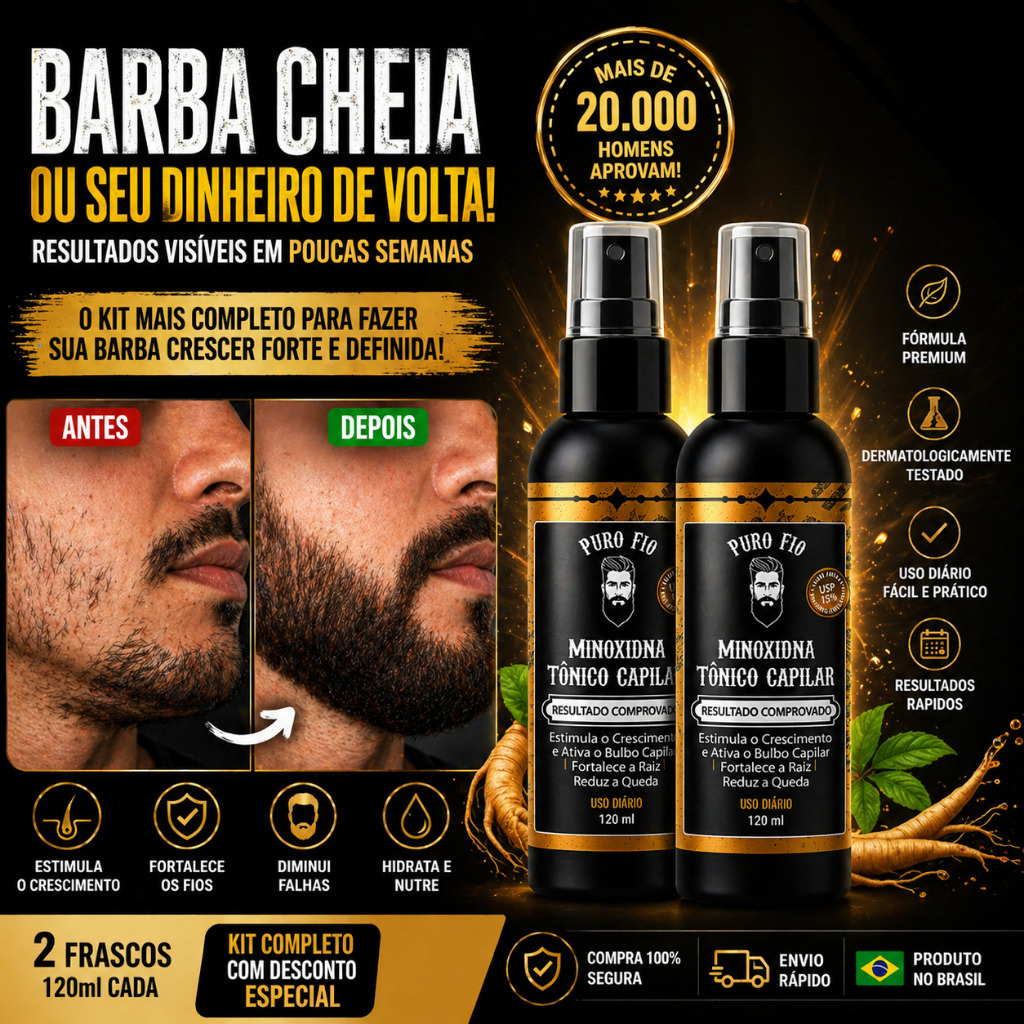 Puro fio  Cresce cabelo, barba, sobrancelha e bigo