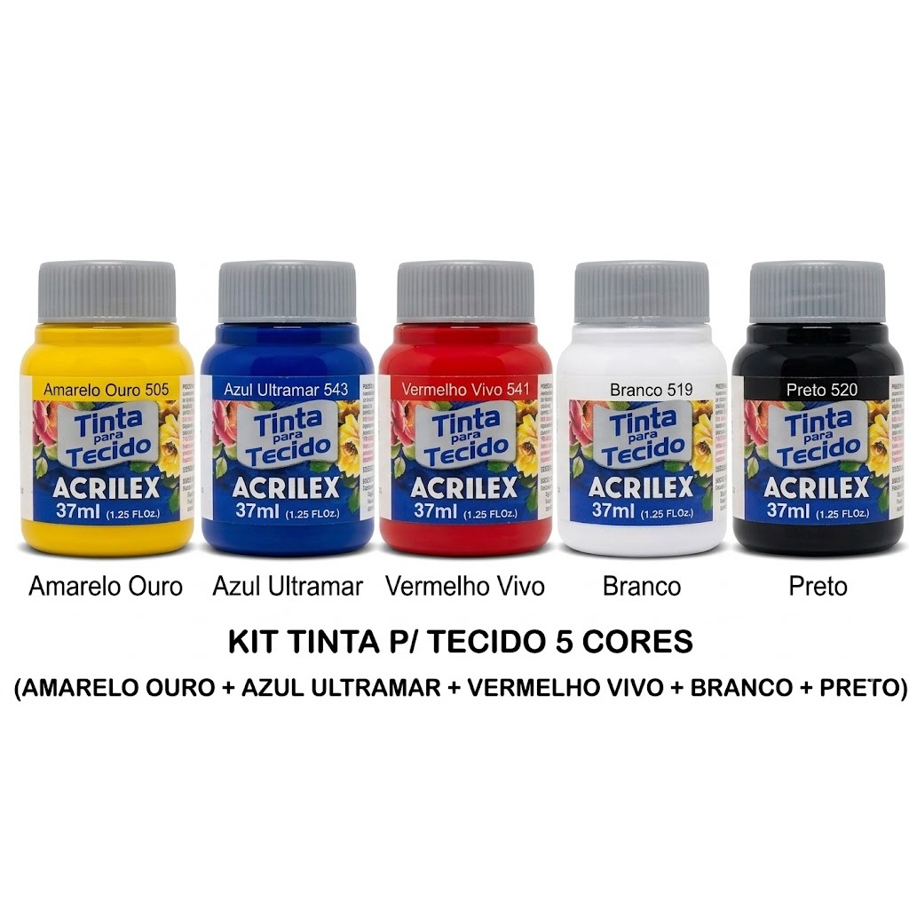 Kit Tintas Para Tecido Cores Primárias e Demais C