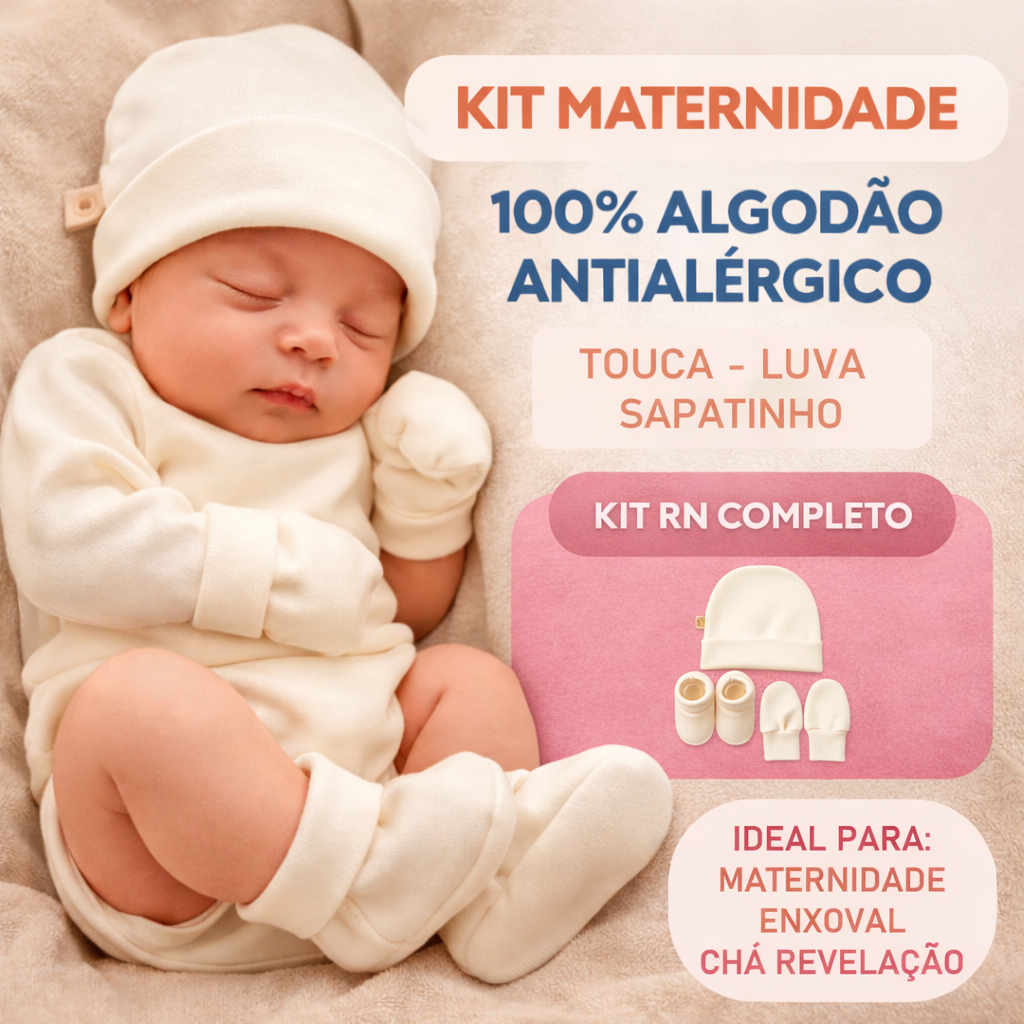 Kit RN Maternidade Bebê 100% Algodão Antialérgi