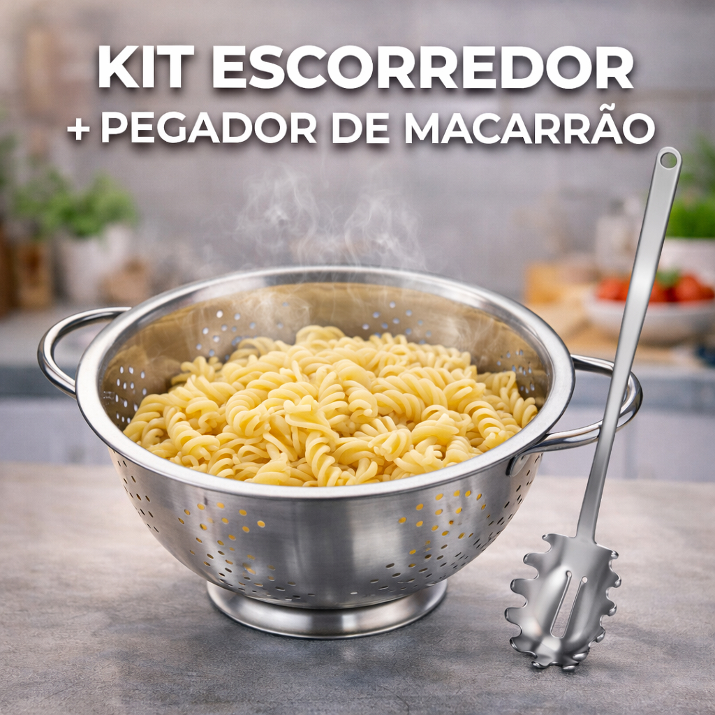Escorredor em Aço Inox 2,3 L com Alça para Massa