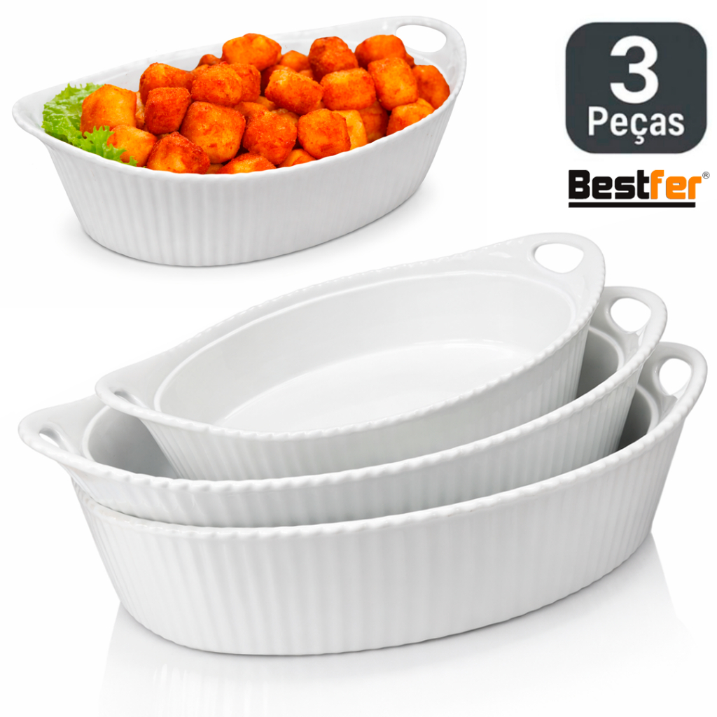 Conjunto Jogo de  Travessas 3 peças Oval em Melan
