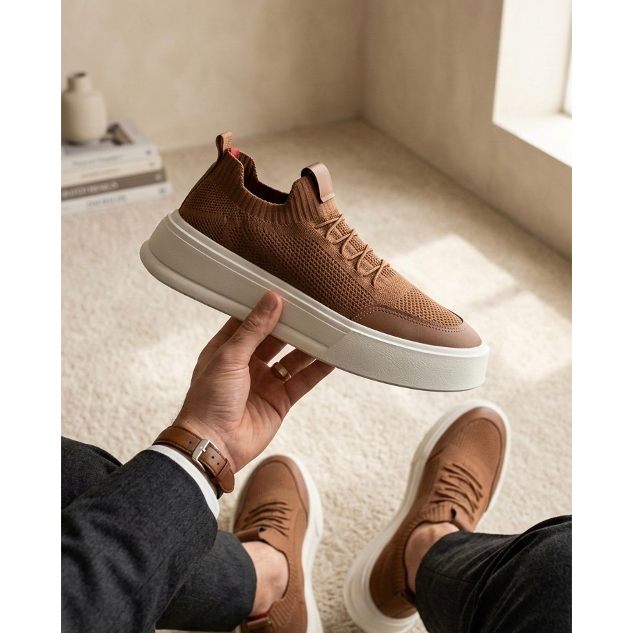 Tênis Slip On Knit Leve para o Dia a Dia masculin
