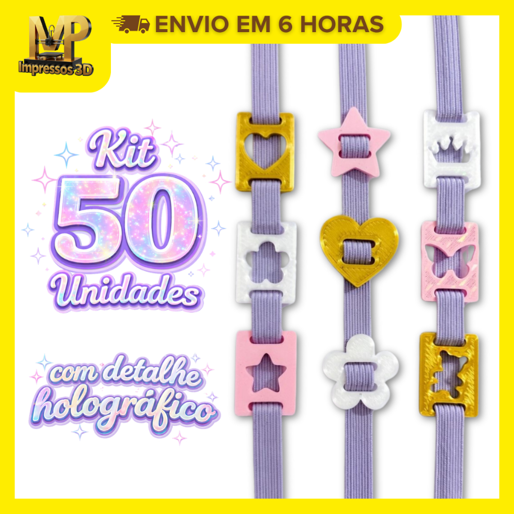 Kit 50 Passante de Elástico Holográfico | Finali