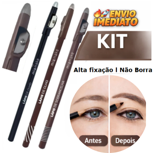 Kit Lápis Olho e Sobrancelha Preto, Marrom e Univ