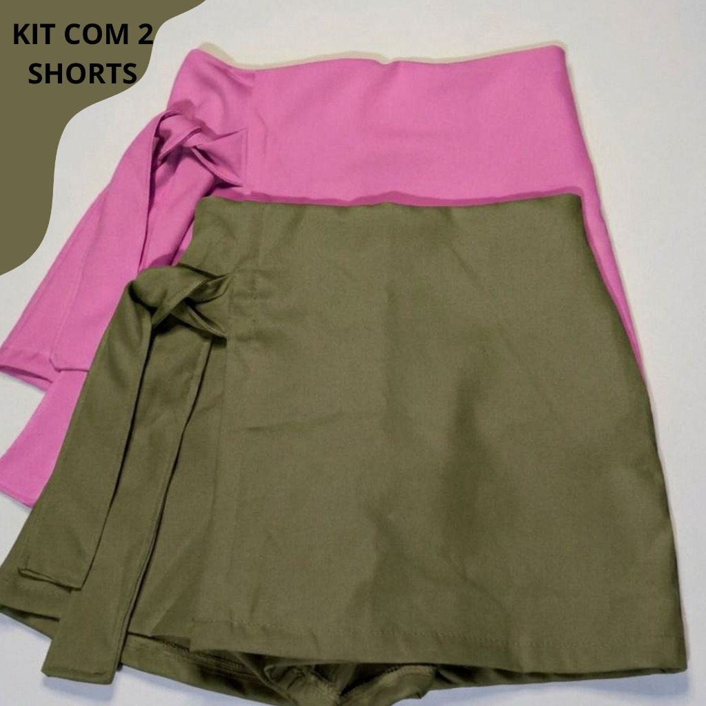 Kit infantil menina com 2 short saia de amarraçã