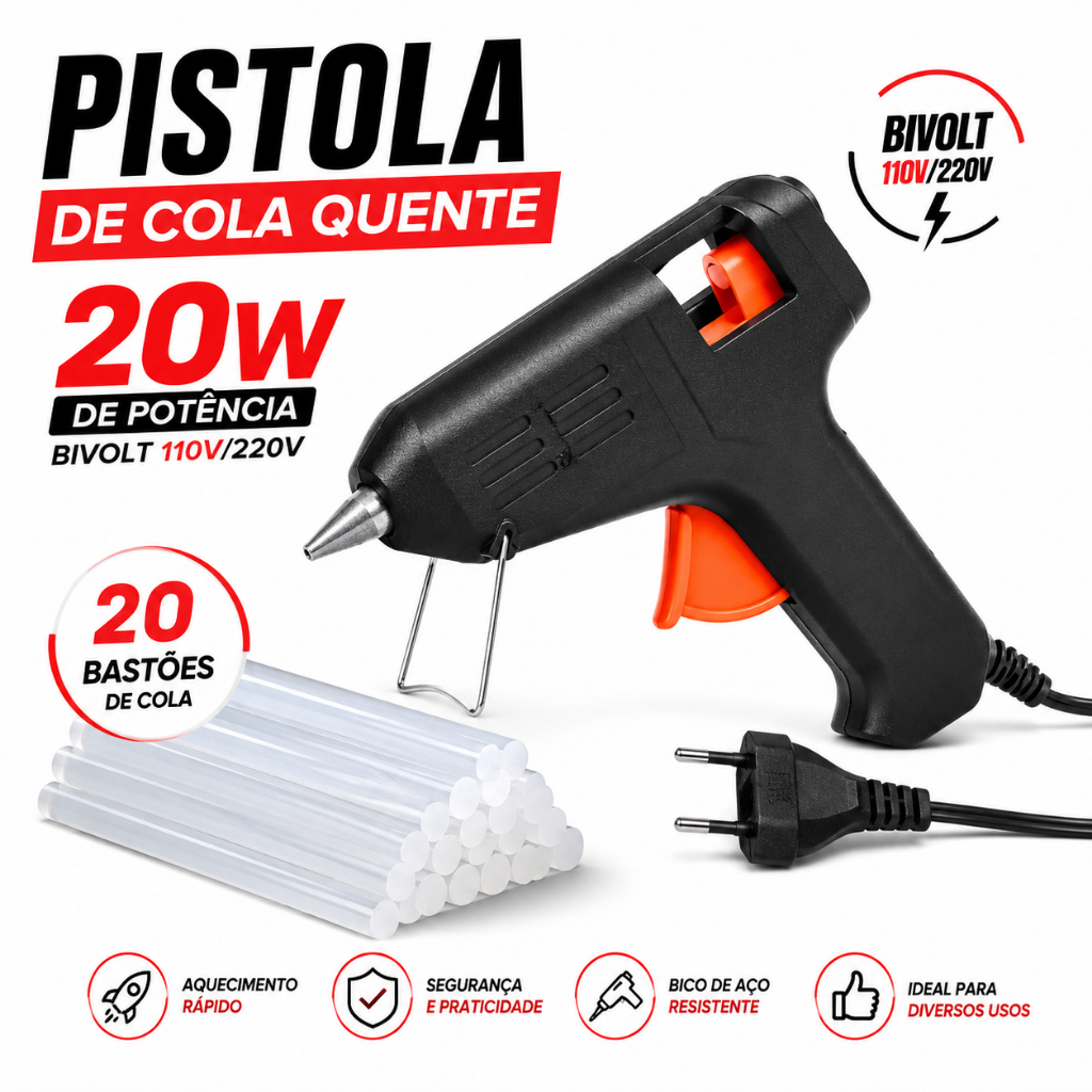 Pistola de Cola Quente Pequena 20W (Bivolt 110V/22