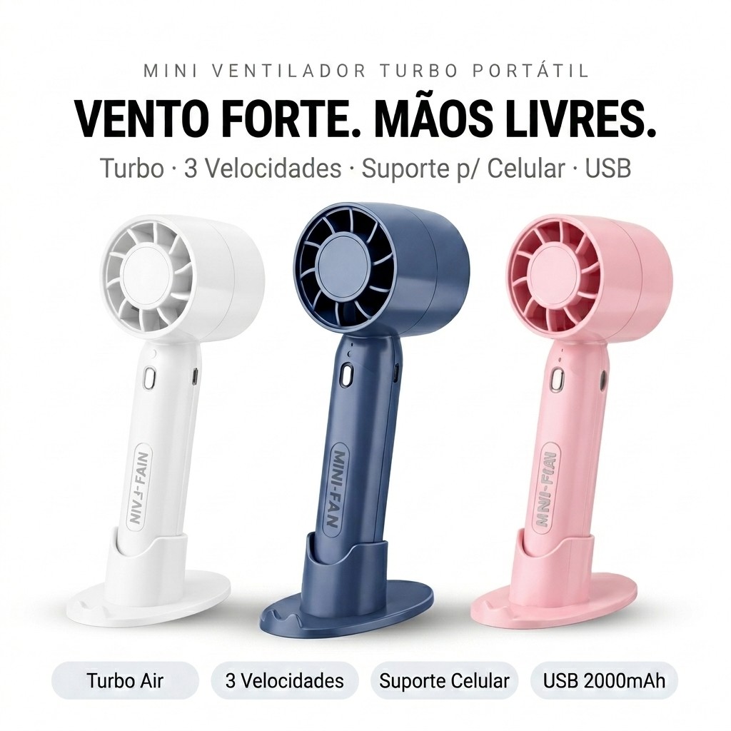 Mini Ventilador Portátil Mini Turbo USB Recarreg�