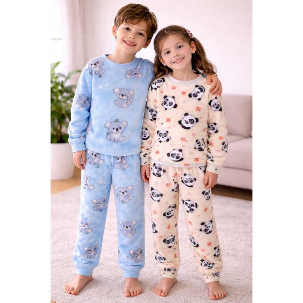 Conjunto infantil Fleece menina e menino quentinho