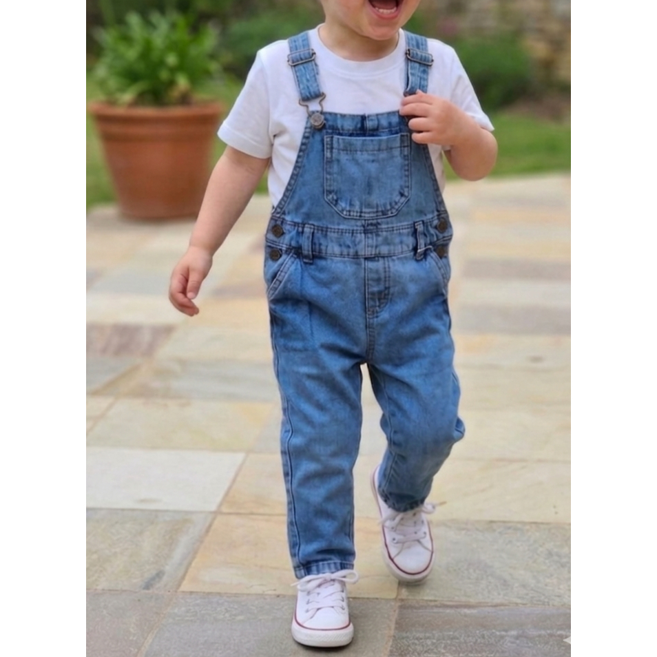 Macacao Calça Jeans Infantil Menino Tamanho 1 ao 