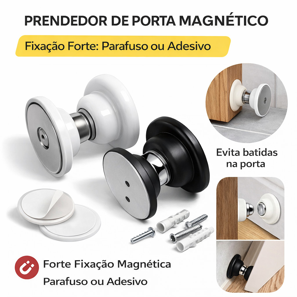 Trava Magnética de Porta Forte Anti Impacto  Sem 