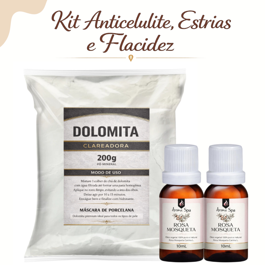 Kit Dolomita + 2 Óleo de Rosa Mosqueta , Estrias 