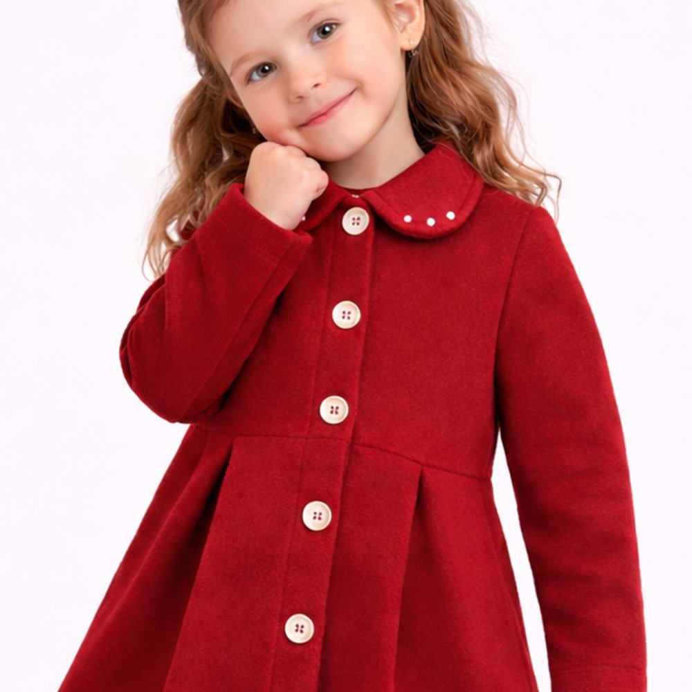 Casaco Infantil Vermelho Pérolas Bordado Soft TÉ