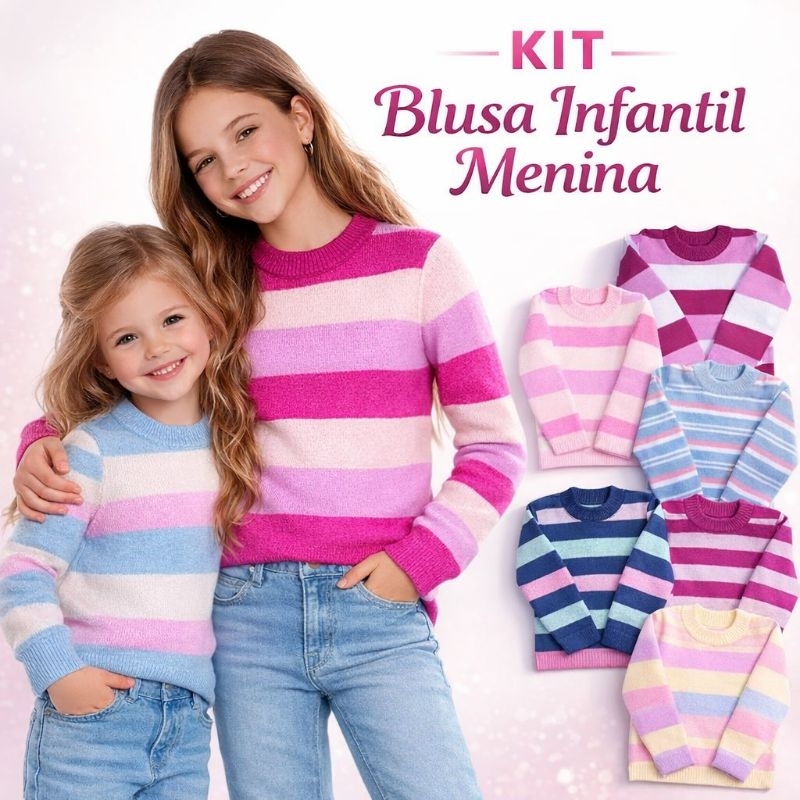 Blusas de Tricot 3 ou 2 Unidades de Lã Infantil J
